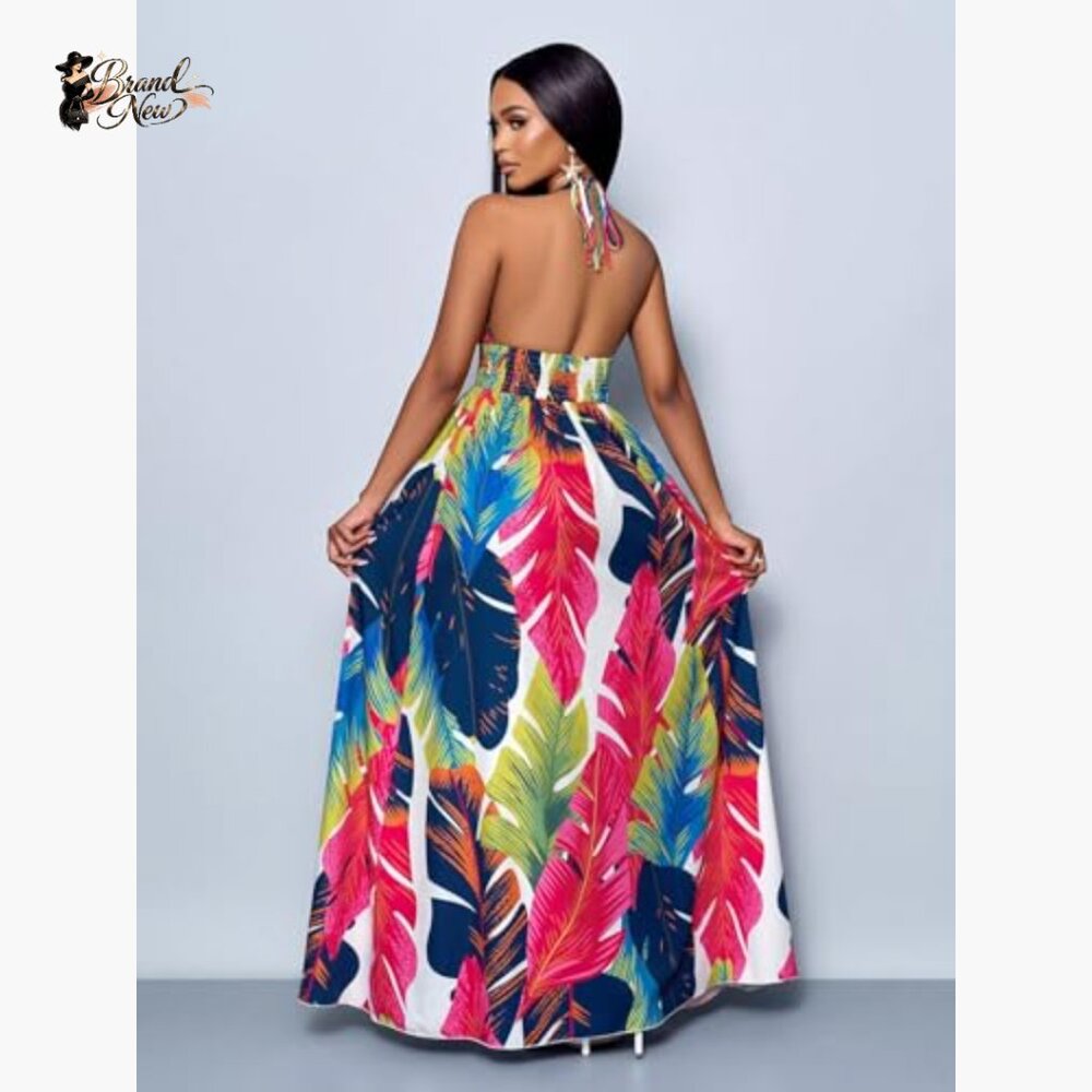 Polyamide Elastane Halter Backless Maxi Dress Boh… - image 4